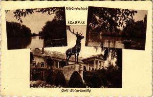 1942 Szarvas, Gróf Bolza kastély, Körös részletek. Nagy Sándor kiadása (kis szakadás / small tear)