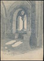Páris Erzsi (1887-?): Részlet a Halászbástyáról, 1926. Ceruza, papír, jelzett, 28x21 cm