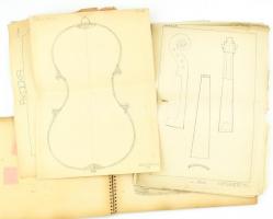 Wágner Miklós (?-?) hangszertervek és rajzok. Összesen kb 30 db pasztel és ceruza rajz, vázlatfüzetb...