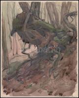 Páris Erzsi (1887-?): Ágas-bogas, 1922. Ceruza, akvarell, papír, jelzett, 22x18 cm