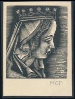 Molnár C. Pál (1894-1981):Mária, fametszet, papír, utólagos jelzéssel, kartonra kasírozva, 8x6 cm