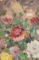 Klie jelzéssel: Virágcsendélet. Olaj, farost. Sérült fa keretben. 80x60 cm