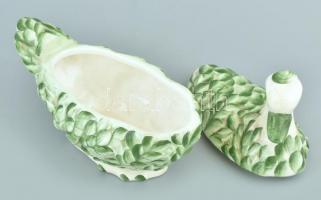 Kacsa formájú festett kerámia tartó, kopott, m:19cm