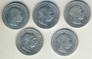 Ausztria 1893-1915. 1K Ag (5x) T:3