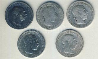 Ausztria 1893-1916. 1K Ag (5x) T:3,3-