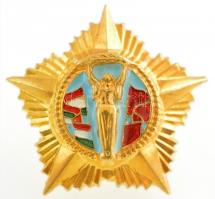 1984. Április Negyedike Érdemrend aranyozott, zománcozott bronz szalagsáv miniatűr (17mm) T:1-  Hungary 1984. Order of Merit of April Fourth service ribbon miniature (17mm) C:AU