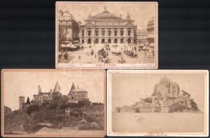cca 1880 Híres épületek (Milánó, Mont St. Michel, Párizs, Mainz, stb.) 6 db, 16,5×11 cm