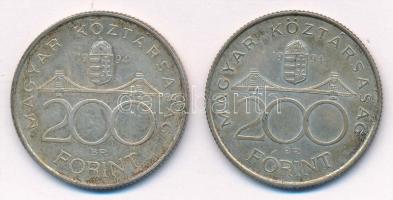 1994. 200Ft Ag "Deák" (2x) T:2 patina Adamo F13