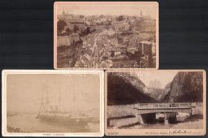 cca 1880 Városképek (Salzburg), tájképek, 9 db keményhátú fotó, 11×16 cm
