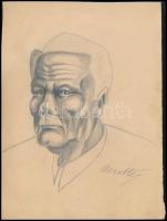 Kmetty jelzéssel: Férfi portré. ceruza, papír, 28×21 cm