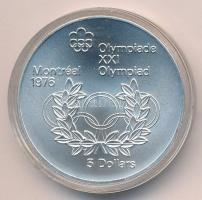 Kanada 1974. 5$ Ag Montreali olimpia kapszulában (24,3g/0.925/38mm) T:BU  Canada 1974. 5 Dollars Ag Montreal Olympic games in capsule (24,3g/0.925/38mm) C:BU  Krause KM#89