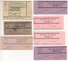 ~1940-2000. 7db bankjegy kötegelő, közte pengő és forint