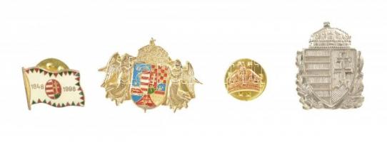 4xklf magyar címer, illetve Szent Korona fém kitűző T:1,1-