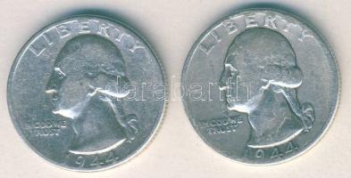 USA 1944. 1/4$ Ag "Washington" (2x) T:3