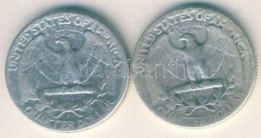 USA 1944. 1/4$ Ag "Washington" (2x) T:3