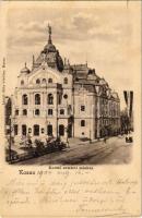1904 Kassa, Kosice; Nemzeti színház Jogász Estély zászlóval / theatre with flag