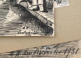 Carl W. Luckscheiter (?-?), működött 1930 körül Dél-Németországban: 20 db humoros, groteszk, karikat...