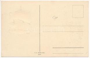 Munkács, Mukacheve, Mukacevo; Kaszáló parasztok, irredenta művészlap. Szeiler féle Patent fémplakett...