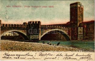 1904 Verona, Ponte Scaligero (anno 1200) / bridge (fl)
