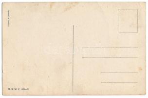 Art Nouveau lady with dog. B.K.W.I. 621-5. s: Mela Koehler (small tear)