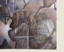 Horváth Iván (1935-): Tektonika (cím nélkül), 1991. Vegyes technika, papír, jelzett, papírra kasíroz...