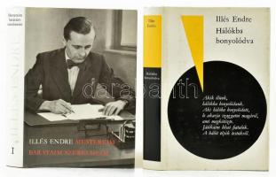 Illés Endre: Hálókba bonyolódva., Mestereim, barátaim, szerelmeim. Bp., 1977-1979, Magvető. Kiadói egészvászon kötések, kiadói papír védőborítókban, jó állapotban.  A szerző, Illés Endre (1902-1986) író által Gábor Viktor, a Kulturális Minisztérium Kiadói Főigazgatóságának vezetője részére részére dedikált példányok.