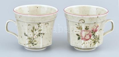 Bavaria 8db reggeliző készlet, gránit mintás porcelán, matricás virág díszekkel, jelzett, kopásnyomo...