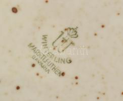 Bavaria 8db reggeliző készlet, gránit mintás porcelán, matricás virág díszekkel, jelzett, kopásnyomo...