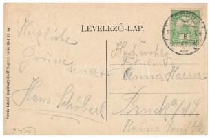 Sopron, Ó-Gabona tér, villamos, Tamás János üzlete, rövidáru kereskedés. Novák László kiadása W.L