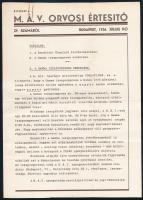 1936 Kivonat a MÁV Orvosi Értesítő 29. számából, levelezőlap, hajtott