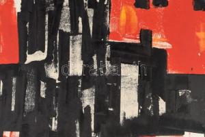 Szandai Sándor (1903-1978): Vörös-fekete kompozíció, 1966 körül. Monotípia, papír, hátoldalán jelzet...