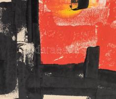 Szandai Sándor (1903-1978): Vörös-fekete kompozíció, 1966 körül. Monotípia, papír, hátoldalán jelzet...