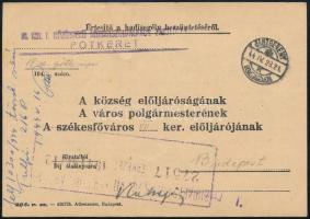 1944 Jászberény, M. Kir. I. Közérdekű Munkaszolgálatos Zászlóalj Pótkeret - értesítő hadisegély beszüntetéséről (zsidó munkaszolgálatos)