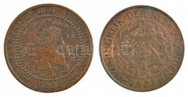 Hollandia 1883. 1c Br + 1922. 1c Br T:2,2- Netherlands 1883. 1 Cent Br + 1922. 1 Cent Br C:XF,VF Krause KM#107, KM#152