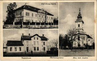 1941 Balmazújváros, Gróf Semsey kastély, Római katolikus templom, Vasútállomás