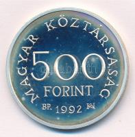 1992. 500Ft Ag "Károly Róbert" kapszulában, tanúsítvánnyal T:1 (eredetileg PP) fo. Adamo E...