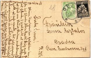 1926 Dés, Dej; honvédlaktanya / Cazarma Cuza Voda / K.u.k. military barracks (szakadás / tear)