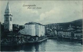 1906 Veli Losinj, Lussingrande; Platz und Hafen / port