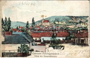 1903 Fertőfehéregyháza, Sopronfehéregyháza, Donnerskirchen; látkép. Verlag v. Julius Salzer (Polychrom) / general view (kopott sarkak / worn corners)