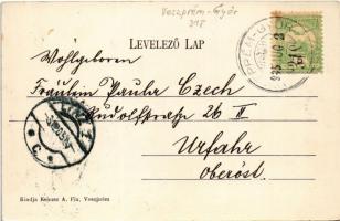 1905 Veszprém, vár részlet a tűzőrtoronnyal. Krausz A. fia kiadása + "VESZPRÉM - GYŐR 318"...