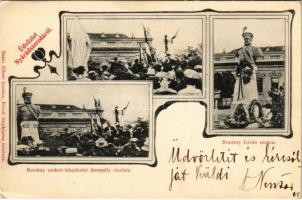 1907 Nyárádszereda, Nyárád-Szereda, Miercurea Nirajului; Bocsky István szobor leleplezési ünnepély részlete, Steiner Emánuel üzlete. Bara Albert kiadása, Rivoli fényképész felvétele / shop, unveiling ceremony of a statue. Art Nouveau (EK)