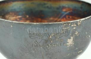 Ezüstözött alpakka kehely, Grand Hotel Margitsziget felirattal, kopott, jelzett, m:11cm