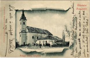 1900 Szügy, Evangélikus templom. Wertheimer Zsigmond kiadása (EK)