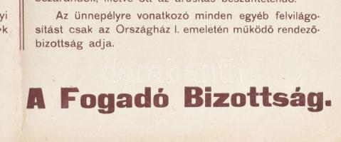 1919 Bp., Tudnivalók a magyar nemzeti hadsereg bevonulása alkalmával rendezendő ünnepélyt illetőleg,...