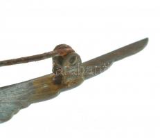 ~1941-1944. "Ejtőernyős levente jelvény" ritka zománcbetétes bronz lemezjelvény (40x85mm) ...