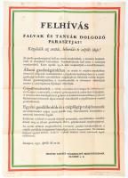 1951 Bp., Felhívás a falvak és tanyák dolgozó parasztjaihoz, hirdetmény, 84×58 cm
