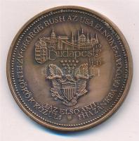 Bozó Gyula (1913-2004) 1989. "George Bush látogatása Magyarországon" Br emlékérem (42,5mm)...