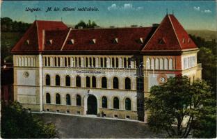 Ungvár, Uzshorod, Uzhhorod, Uzhorod; M. kir. állami reáliskola. Steinfeld Dezső kiadása / school (EK)