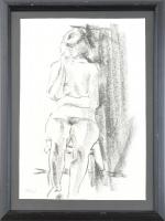 Kohán György (1910-1966): Női akt. Szén, papír, jelzett. Üvegezett fa keretben. 40x28 cm