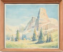 Olvashatatlan jelzéssel: Dolomitok, 1934. Akvarell, papír. Üvegezett fakeretben. 25x29 cm